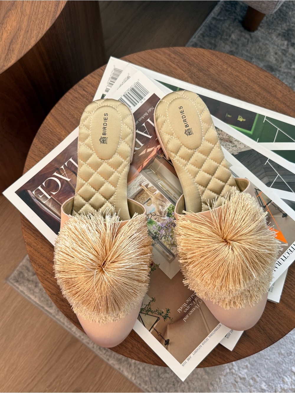 Birdies The Songbird Pom-Pom Mules  Flats Beige  Size 8.5